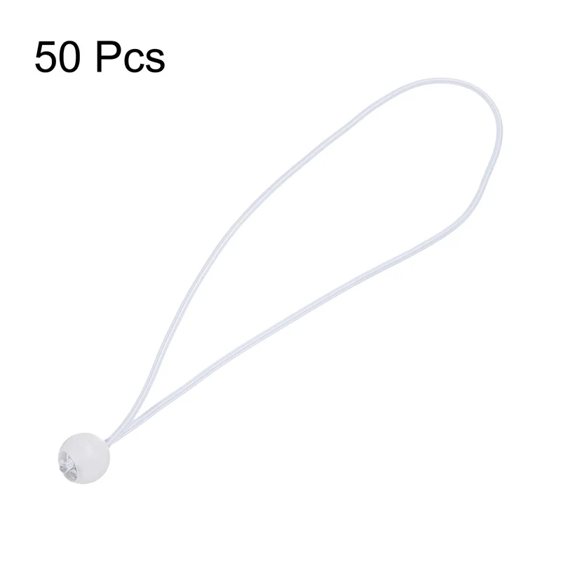 50Pcs Ball Bungee Cords 12" Heavy Duty Bungee Cord Balls for Tent Holding, White