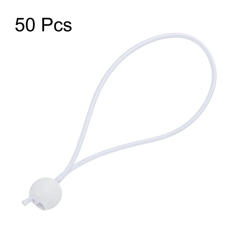 50Pcs Ball Bungee Cords 8" Heavy Duty Bungee Cord Balls for Tent Holding White