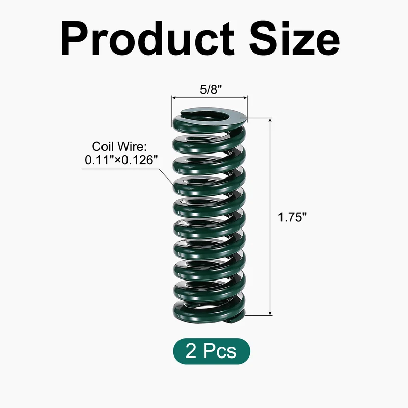 2Pcs Green Compression Spring 5/8" OD 1.75 Length, Alloy Steel Flat Wire