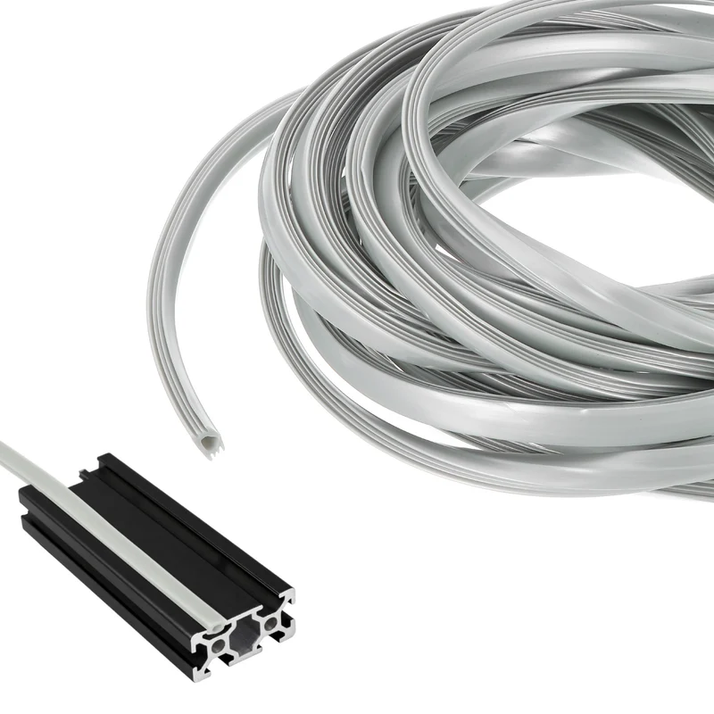 10m / 32.8ft Silver-Grey 10mm 4545, 5050 Aluminum t Slot Soft Cover Seal Pack 1