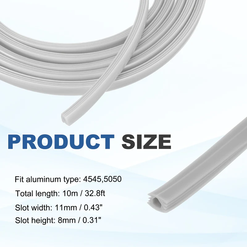 10m / 32.8ft Grey 10mm 4545, 5050 Aluminum t Slot Soft Cover Seal Pack of 1