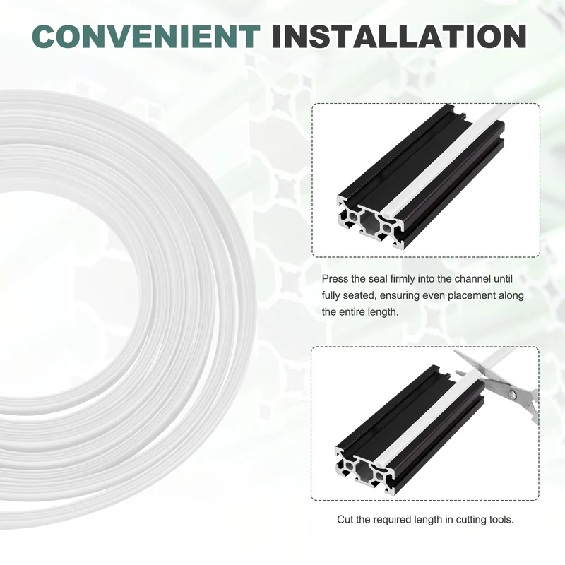 10m / 32.8ft White 10mm 4545, 5050 Aluminum t Slot Soft Cover Seal Pack of 1