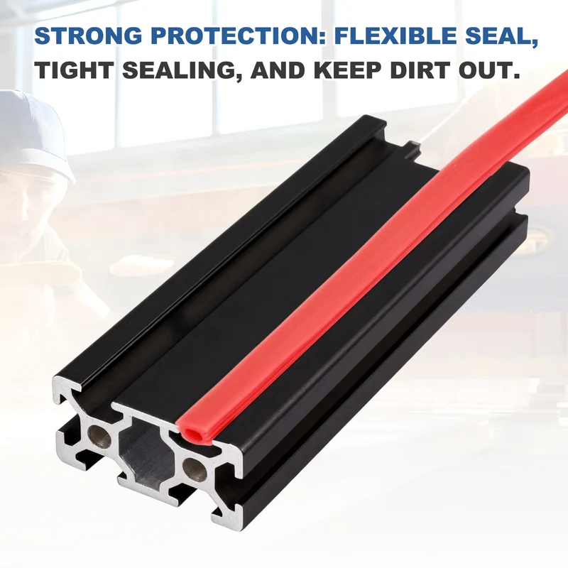 10m / 32.8ft Red 8mm 3030, 4040 Aluminum t Slot Soft Cover Seal Pack of 1