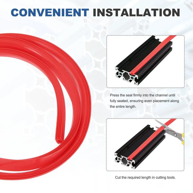 10m / 32.8ft Red 8mm 3030, 4040 Aluminum t Slot Soft Cover Seal Pack of 1