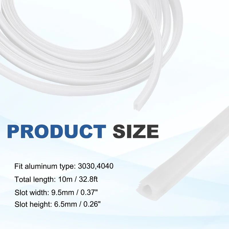 10m / 32.8ft Grey-White 8mm 3030, 4040 Aluminum t Slot Soft Cover Seal Pack of 1