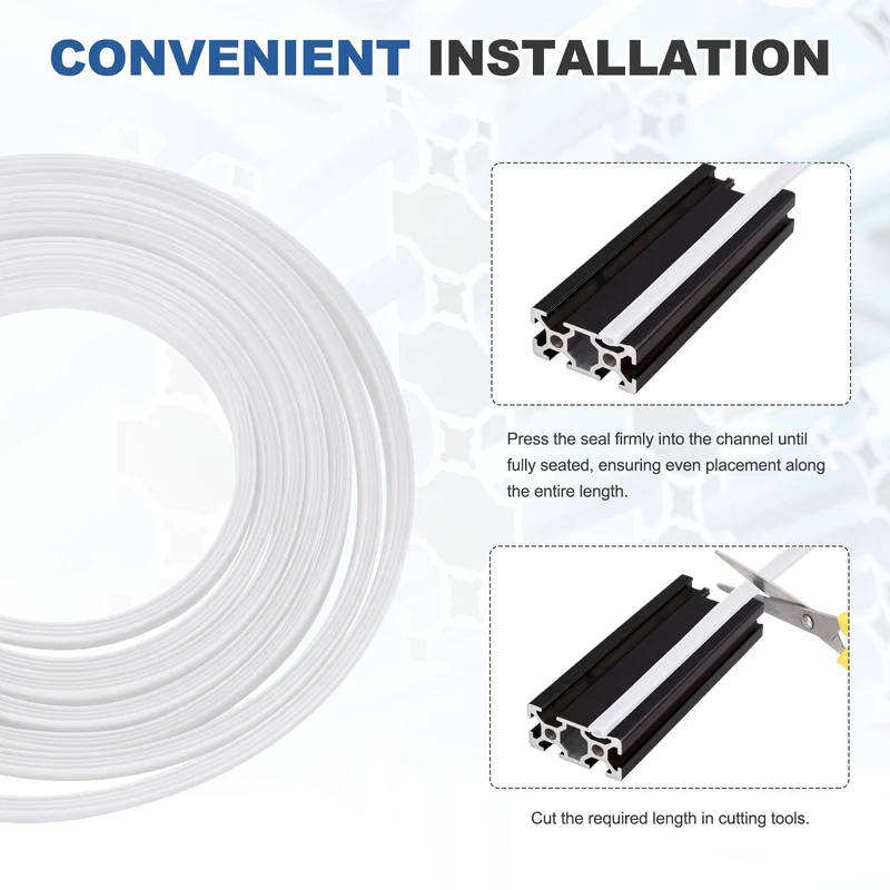 10m / 32.8ft Grey-White 8mm 3030, 4040 Aluminum t Slot Soft Cover Seal Pack of 1