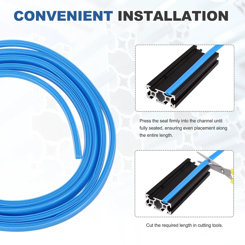 10m / 32.8ft Blue 8mm 3030, 4040 Aluminum t Slot Soft Cover Seal Pack of 1