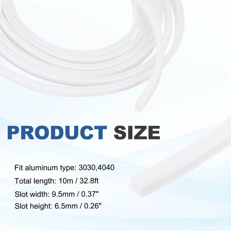 10m / 32.8ft White 8mm 3030, 4040 Aluminum t Slot Soft Cover Seal Pack of 1