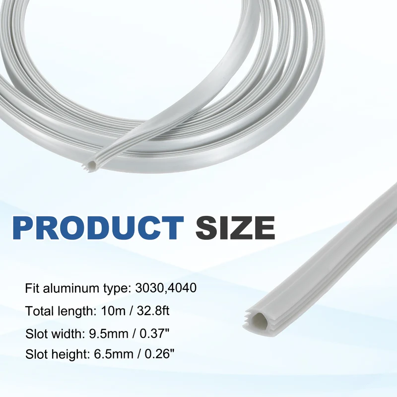 10m / 32.8ft Silver 8mm 3030, 4040 Aluminum t Slot Soft Cover Seal Pack of 1