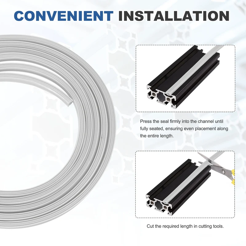 10m / 32.8ft Grey 8mm 3030, 4040 Aluminum t Slot Soft Cover Seal Pack of 1