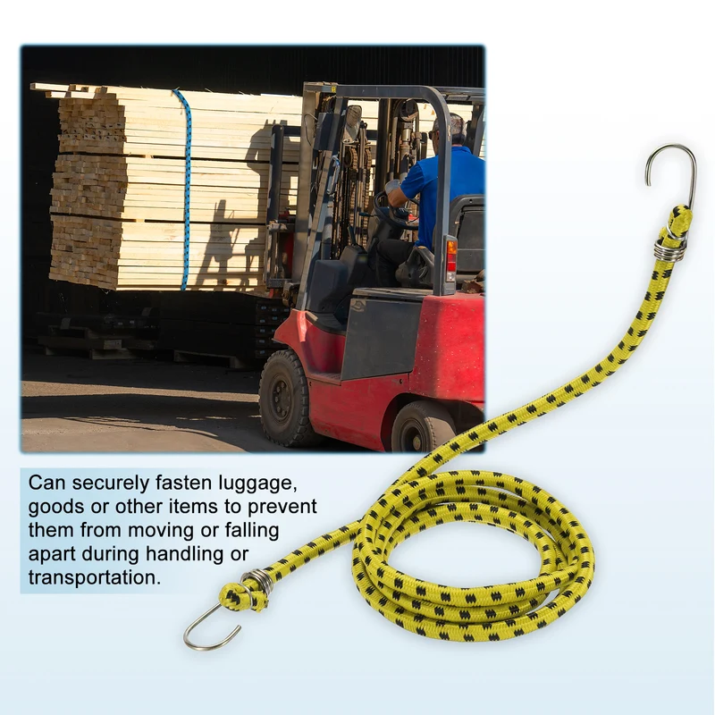 2Pcs 3.3ft Marine Grade Bungee Cord with Hooks Elastic Straps, Yellow