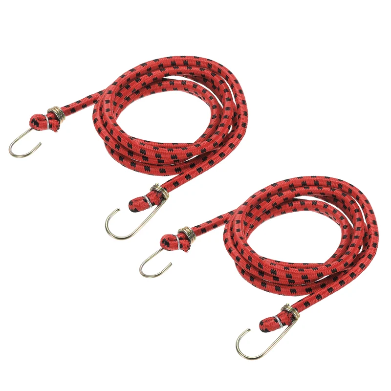 2Pcs 3.3ft Marine Grade Bungee Cord with Hooks Elastic Straps, Red