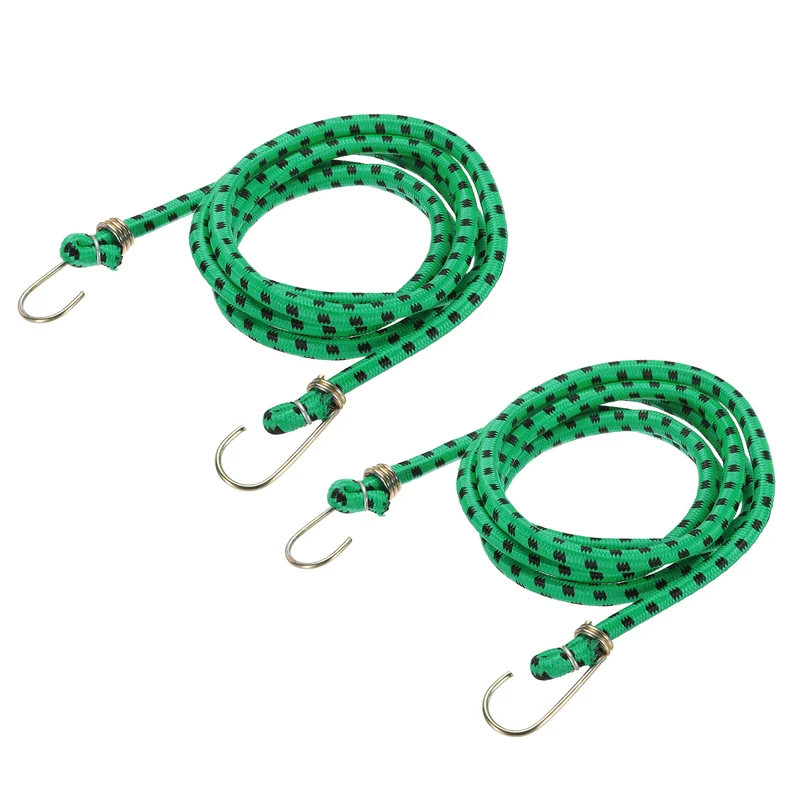 2Pcs 3.3ft Marine Grade Bungee Cord with Hooks Elastic Straps, Green