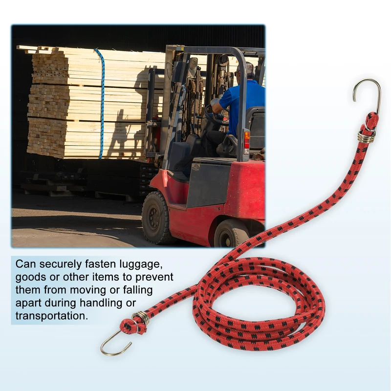 4Pcs 3.3ft Marine Grade Bungee Cord with Hooks Elastic Straps, Red