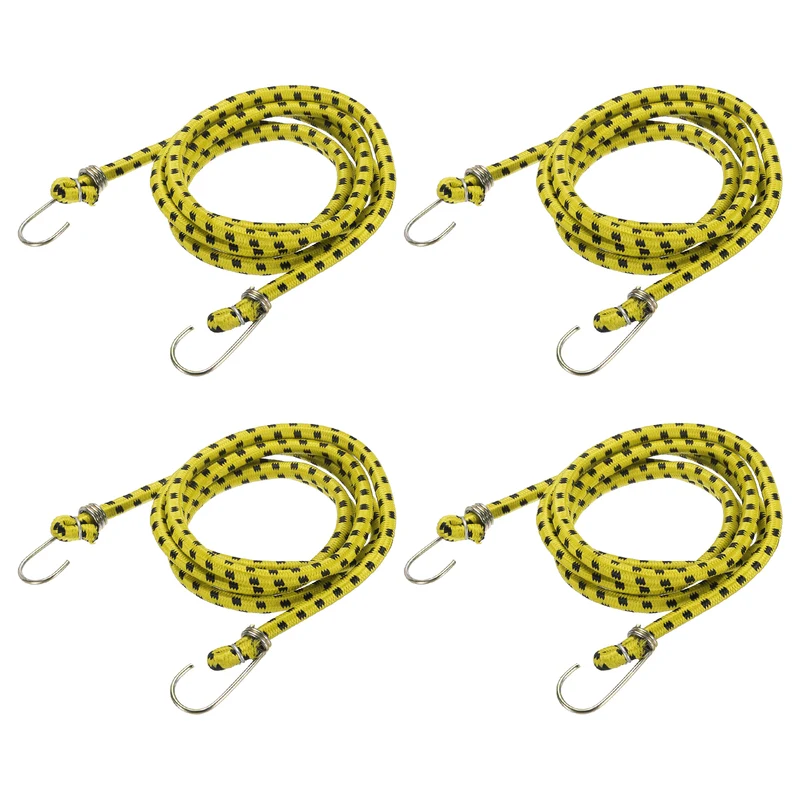 4Pcs 3.3ft Marine Grade Bungee Cord with Hooks Elastic Straps, Yellow