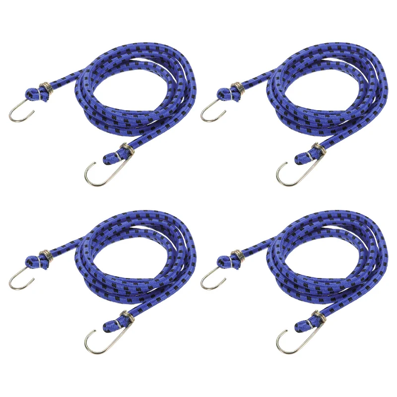 4Pcs 3.3ft Marine Grade Bungee Cord with Hooks Elastic Straps, Blue