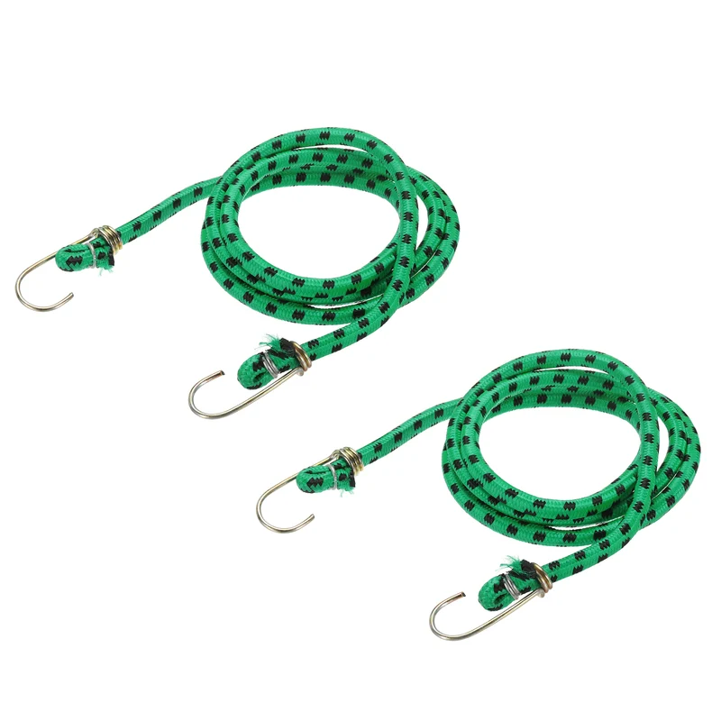 2Pcs 4.9ft Marine Grade Bungee Cord with Hooks Elastic Straps, Green