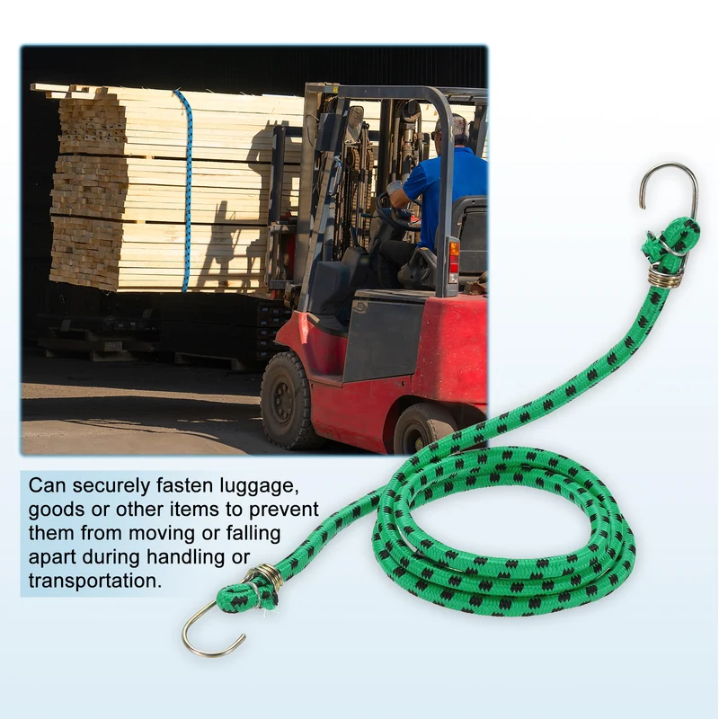 2Pcs 4.9ft Marine Grade Bungee Cord with Hooks Elastic Straps, Green