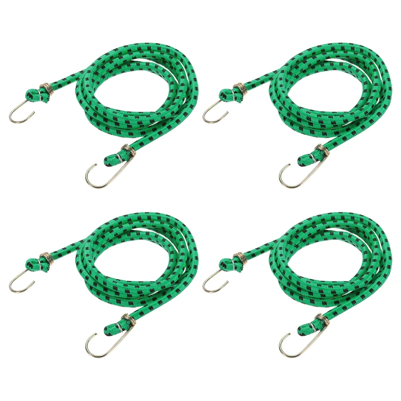 4Pcs 3.3ft Marine Grade Bungee Cord with Hooks Elastic Straps, Green