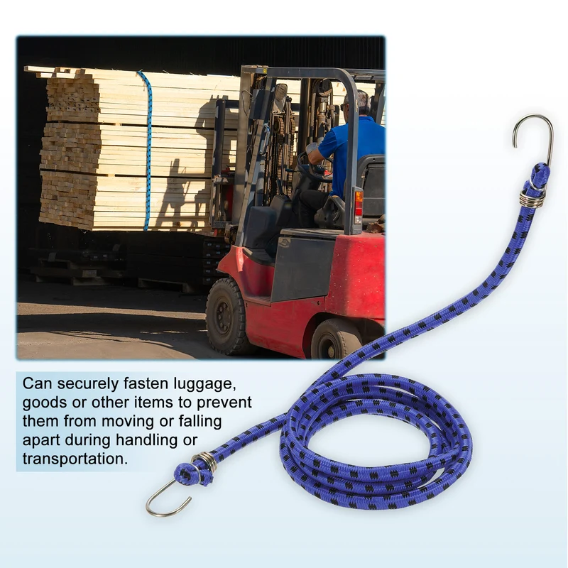 2Pcs 3.3ft Marine Grade Bungee Cord with Hooks Elastic Straps, Blue