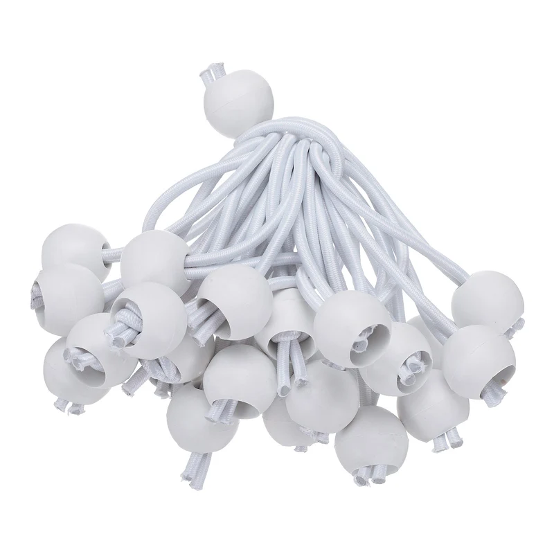 50Pcs Ball Bungee Cords 4" Heavy Duty Bungee Cord Balls for Tent Holding, White