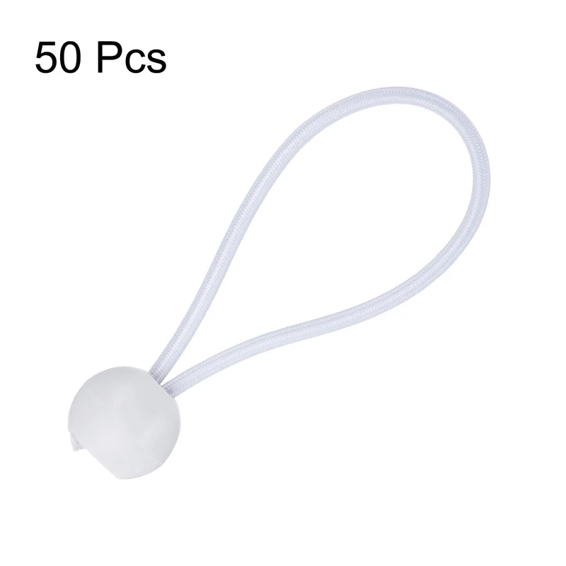 50Pcs Ball Bungee Cords 4" Heavy Duty Bungee Cord Balls for Tent Holding, White