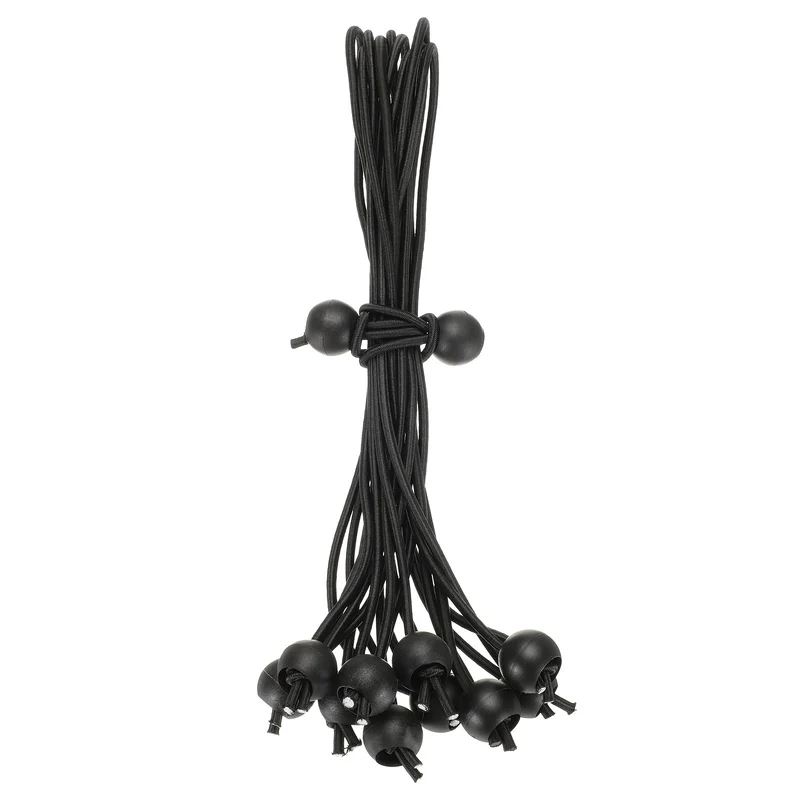 10Pcs Ball Bungee Cords 12" Heavy Duty Bungee Cord Balls for Tent Holding Black