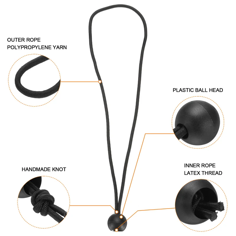 10Pcs Ball Bungee Cords 12" Heavy Duty Bungee Cord Balls for Tent Holding Black