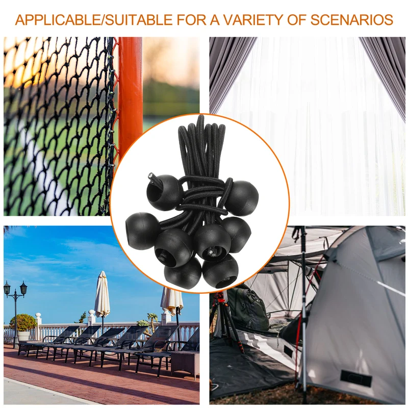 10Pcs Ball Bungee Cords 4" Heavy Duty Bungee Cord Balls for Tent Holding Black