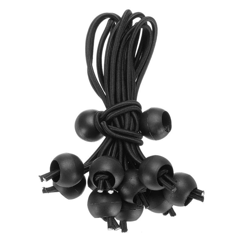 10Pcs Ball Bungee Cords 6" Heavy Duty Bungee Cord Balls for Tent Holding, Black