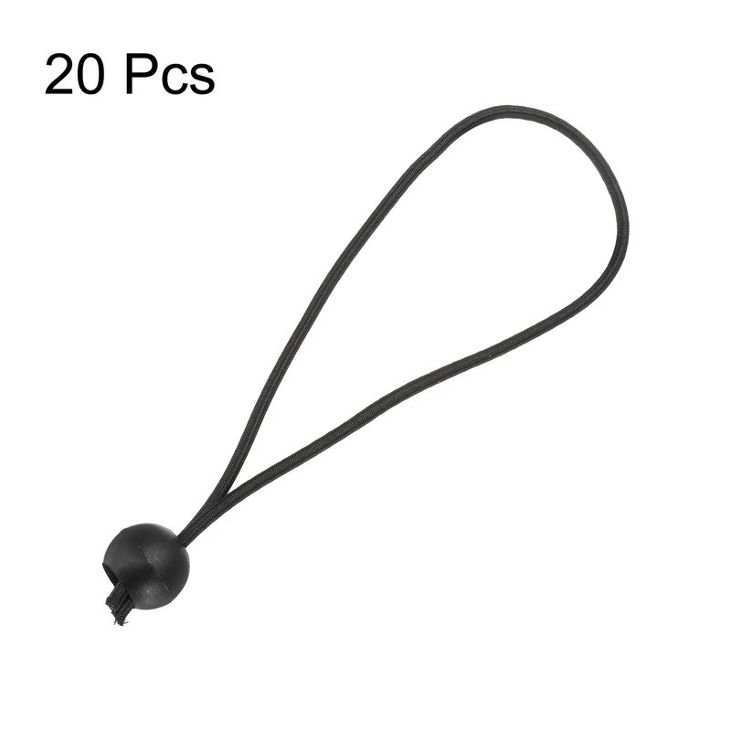 20Pcs Ball Bungee Cords 8" Heavy Duty Bungee Cord Balls for Tent Holding, Black