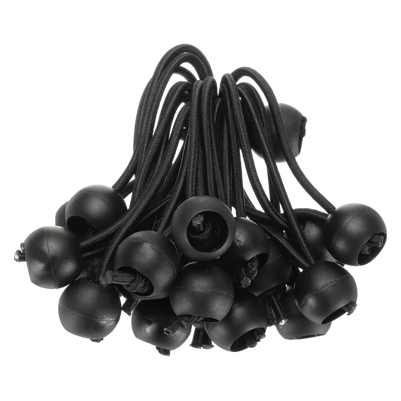 20Pcs Ball Bungee Cords 4" Heavy Duty Bungee Cord Balls for Tent Holding Black
