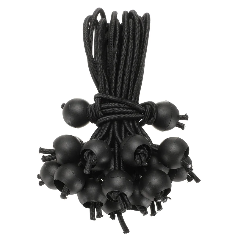 20Pcs Ball Bungee Cords 6" Heavy Duty Bungee Cord Balls for Tent Holding, Black