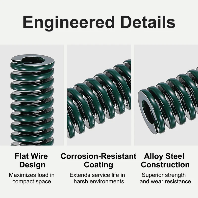 4Pcs Green Compression Spring 3/8" OD 2 Length, Alloy Steel Flat Wire