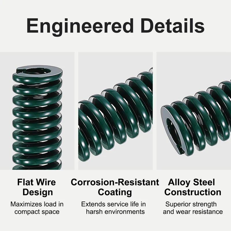 4Pcs Green Compression Spring 3/8" OD 1.75 Length, Alloy Steel Flat Wire