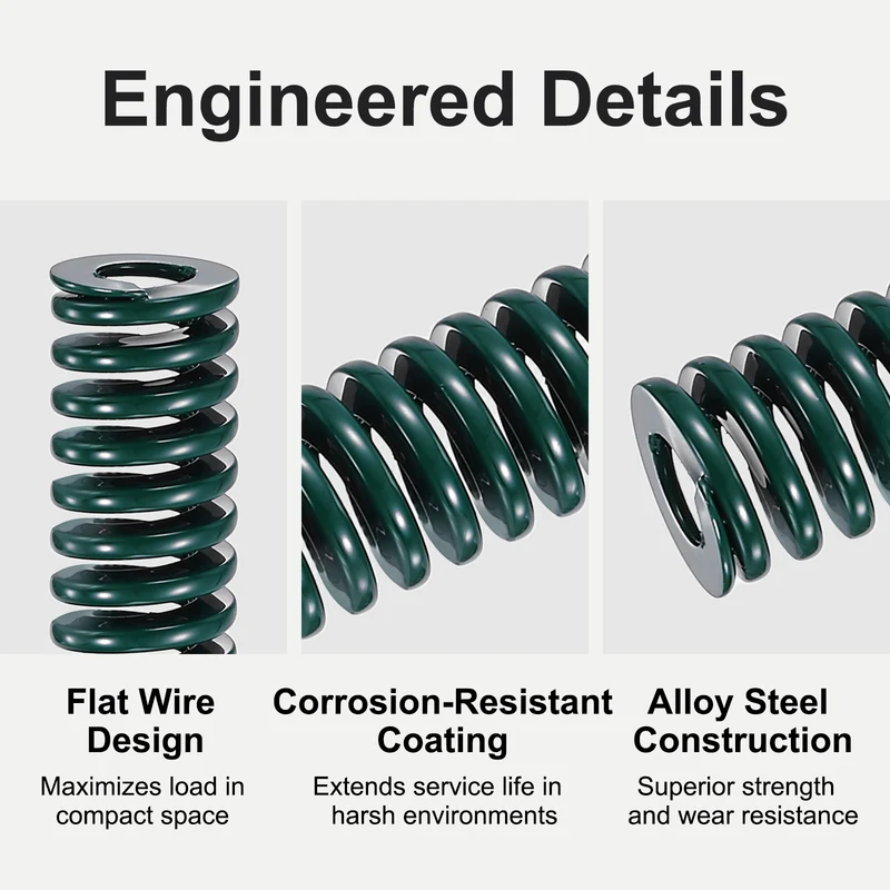 4Pcs Green Compression Spring 3/8" OD 1.5 Length, Alloy Steel Flat Wire