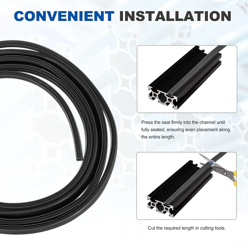 10m / 32.8ft Black 8mm 3030, 4040 Aluminum t Slot Soft Cover Seal Pack of 1