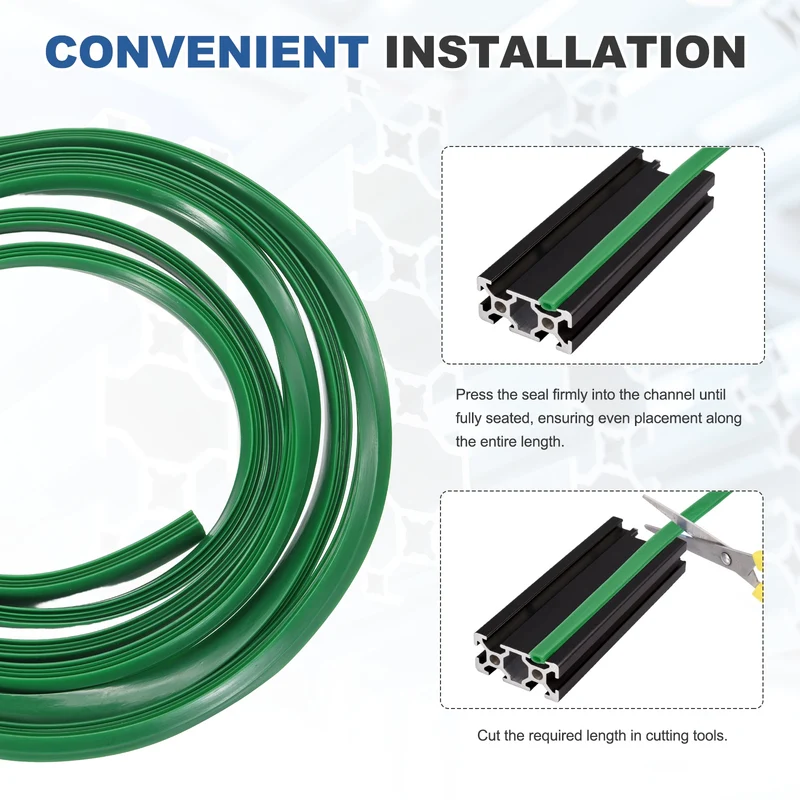 20m / 65.6ft Green 8mm 3030 4040 Aluminum T Slot Soft Cover Seal Pack of 1