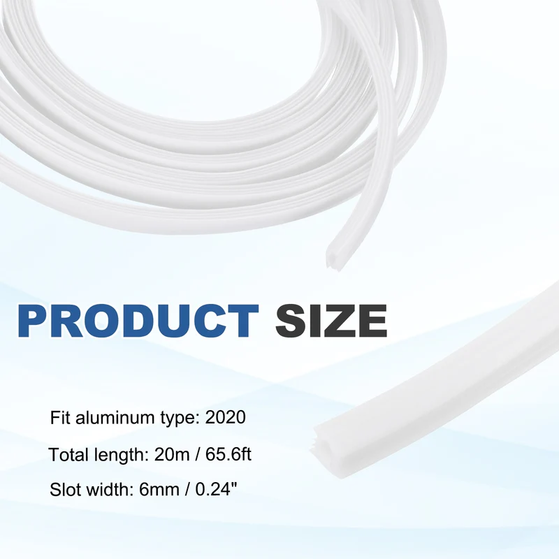 20m / 65.6ft Pale 6mm 2020 Aluminum T Slot Soft Cover Seal Pack of 1