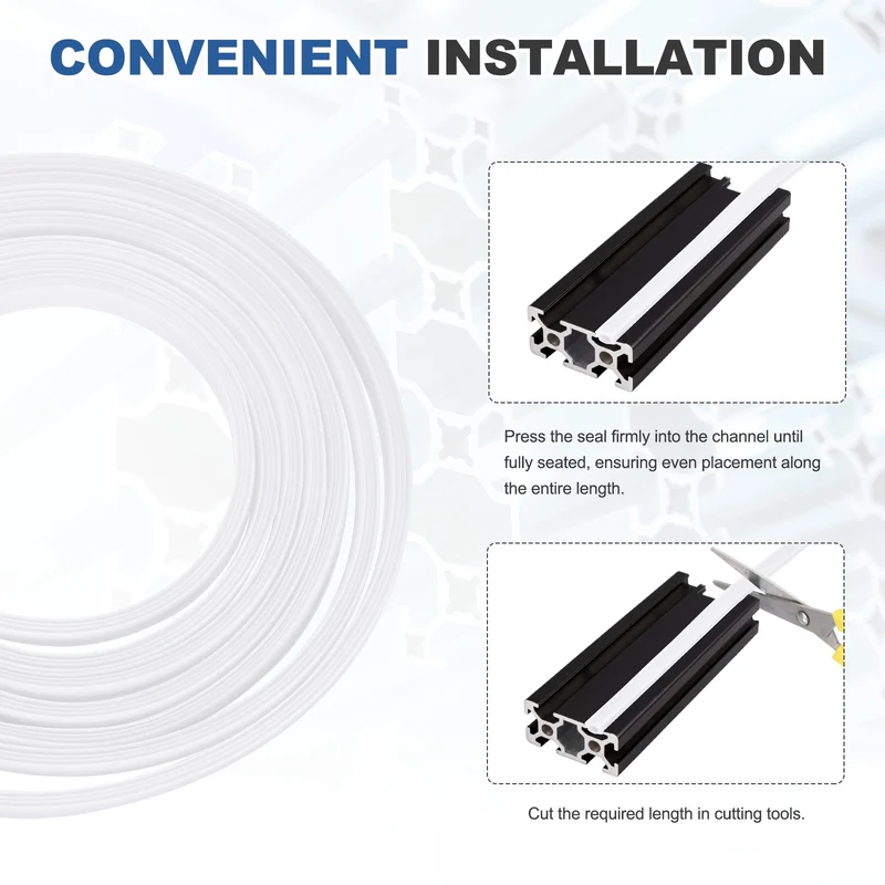 20m / 65.6ft White 6mm 2020 Aluminum T Slot Soft Cover Seal Pack of 1