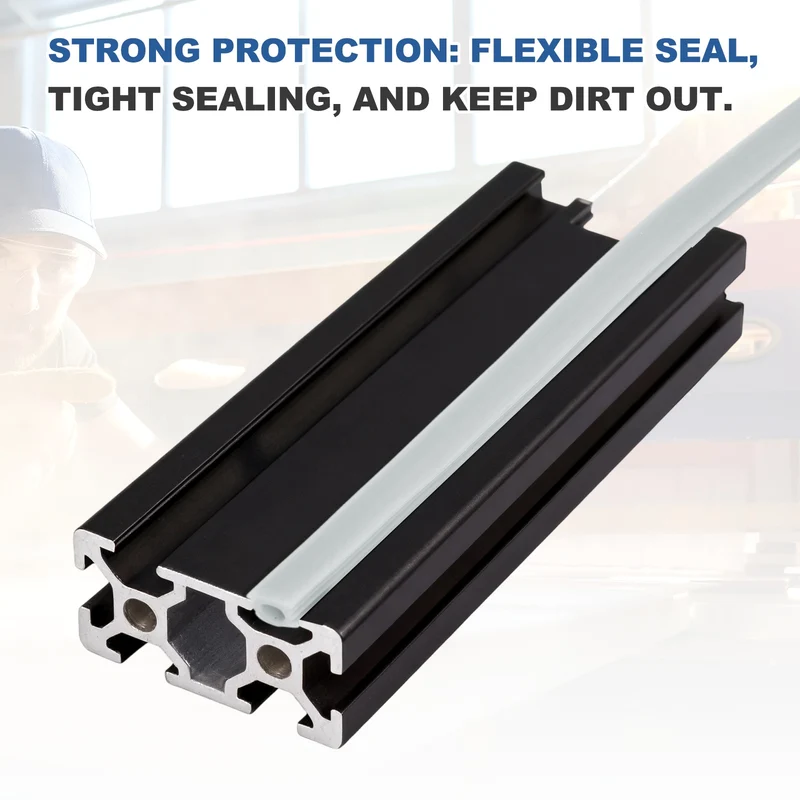 20m / 65.6ft Silver 6mm 2020 Aluminum T Slot Soft Cover Seal Pack of 1