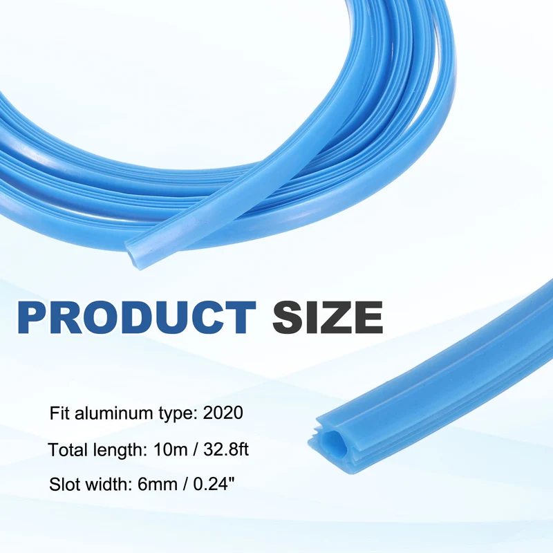 10m / 32.8ft Blue 6mm 2020 Aluminum T Slot Soft Cover Seal Pack of 1