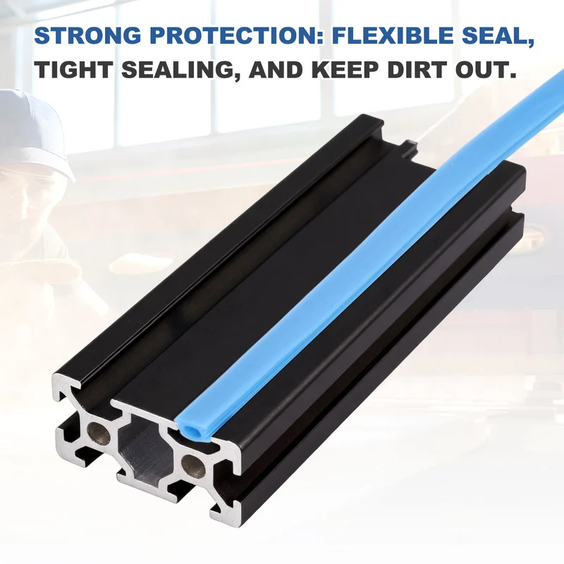 10m / 32.8ft Blue 6mm 2020 Aluminum T Slot Soft Cover Seal Pack of 1