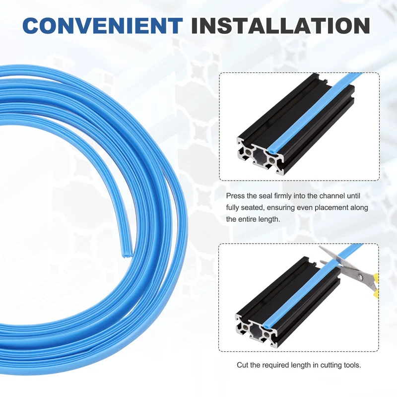 10m / 32.8ft Blue 6mm 2020 Aluminum T Slot Soft Cover Seal Pack of 1