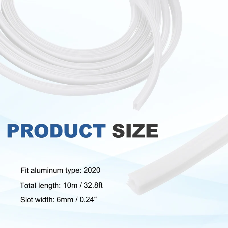 10m / 32.8ft Pale 6mm 2020 Aluminum T Slot Soft Cover Seal Pack of 1