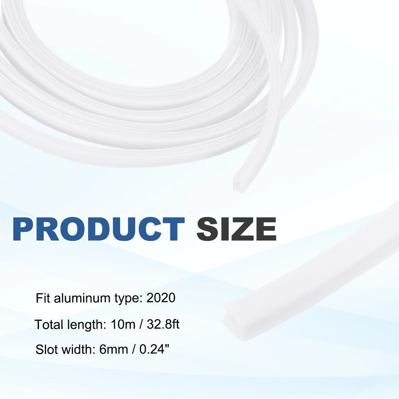 10m / 32.8ft White 6mm 2020 Aluminum T Slot Soft Cover Seal Pack of 1