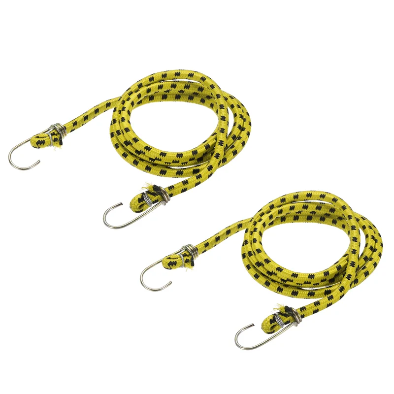 2Pcs 4.9ft Marine Grade Bungee Cord with Hooks Elastic Straps, Yellow