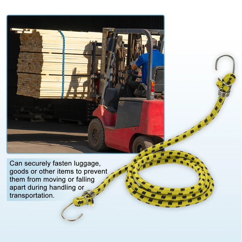 4Pcs 4.9ft Marine Grade Bungee Cord with Hooks Elastic Straps, Yellow