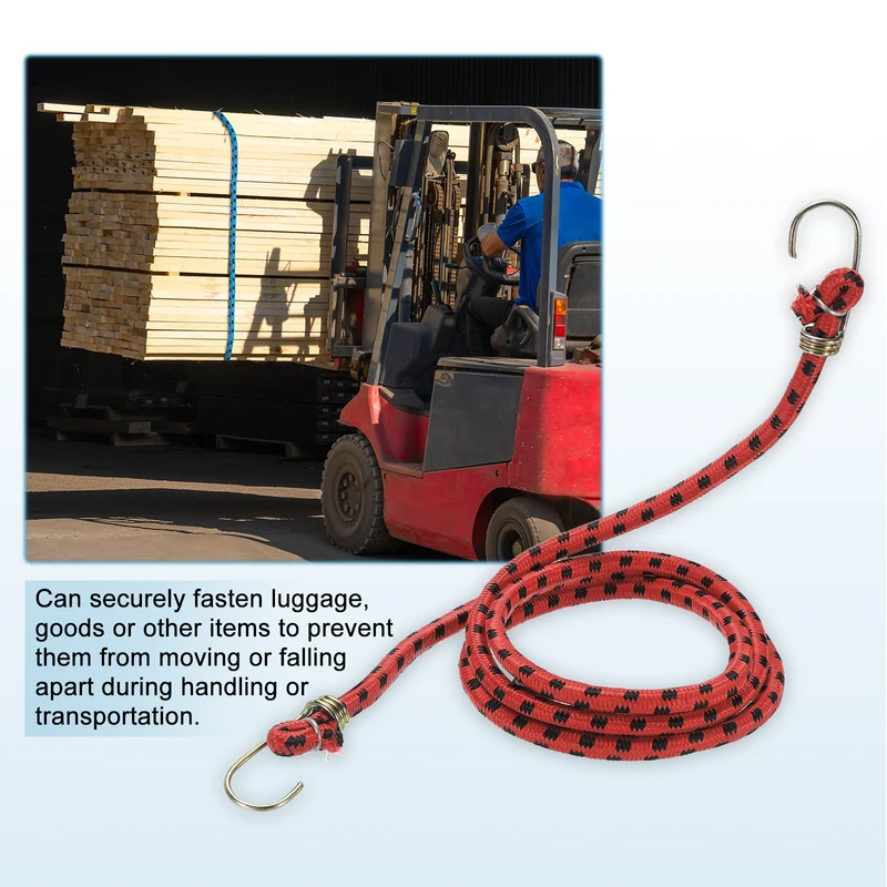 4Pcs 4.9ft Marine Grade Bungee Cord with Hooks Elastic Straps, Red
