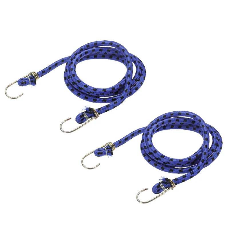 2Pcs 4.9ft Marine Grade Bungee Cord with Hooks Elastic Straps, Blue